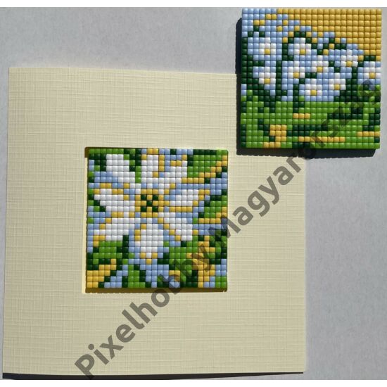 Anyák napi díszkártya Pixel szett fehér-sárga