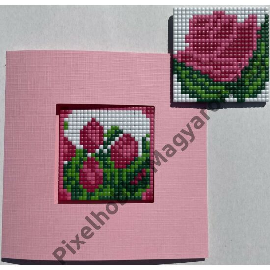 Anyák napi díszkártya Pixel szett rózsaszín-rózsaszín