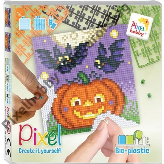 Pixel szett 4 alaplapos - Halloween tök